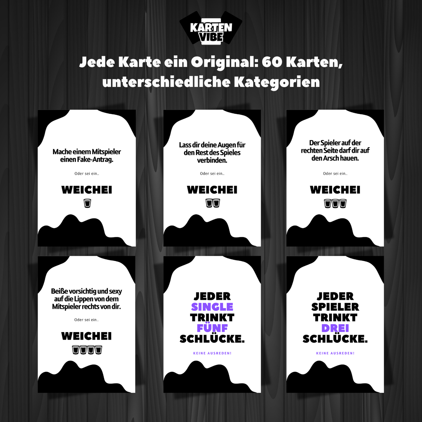 60 provokante Karten mit Mutproben – für alle, denen „Sei kein Angsthase“ zu soft ist. Hier zählt Eier zeigen!