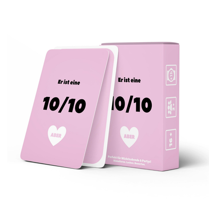 Kartenspiel „Er ist eine 10/10, aber…“ – lustiges Mädchenspiel für Girlsnights, Sleepovers & den nächsten Mädelsabend