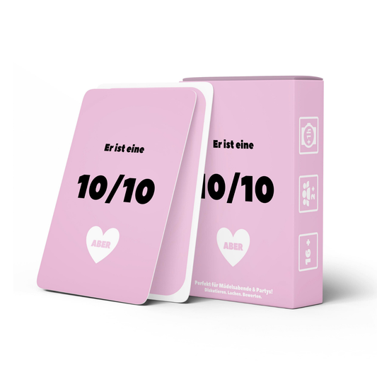 Kartenspiel „Er ist eine 10/10, aber…“ – lustiges Mädchenspiel für Girlsnights, Sleepovers & den nächsten Mädelsabend
