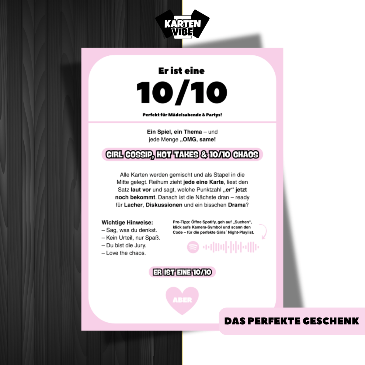 Er ist eine 10/10 - Kartenvibe
