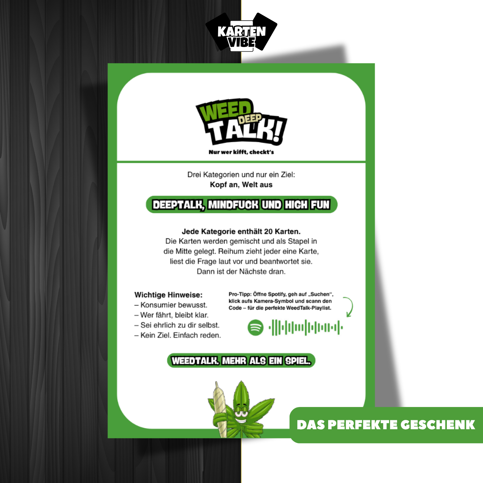 WeedTalk – das perfekte Geschenk für Kiffer und Cannabis-Fans ab 18, voller verrückter Fragen und guter Vibes