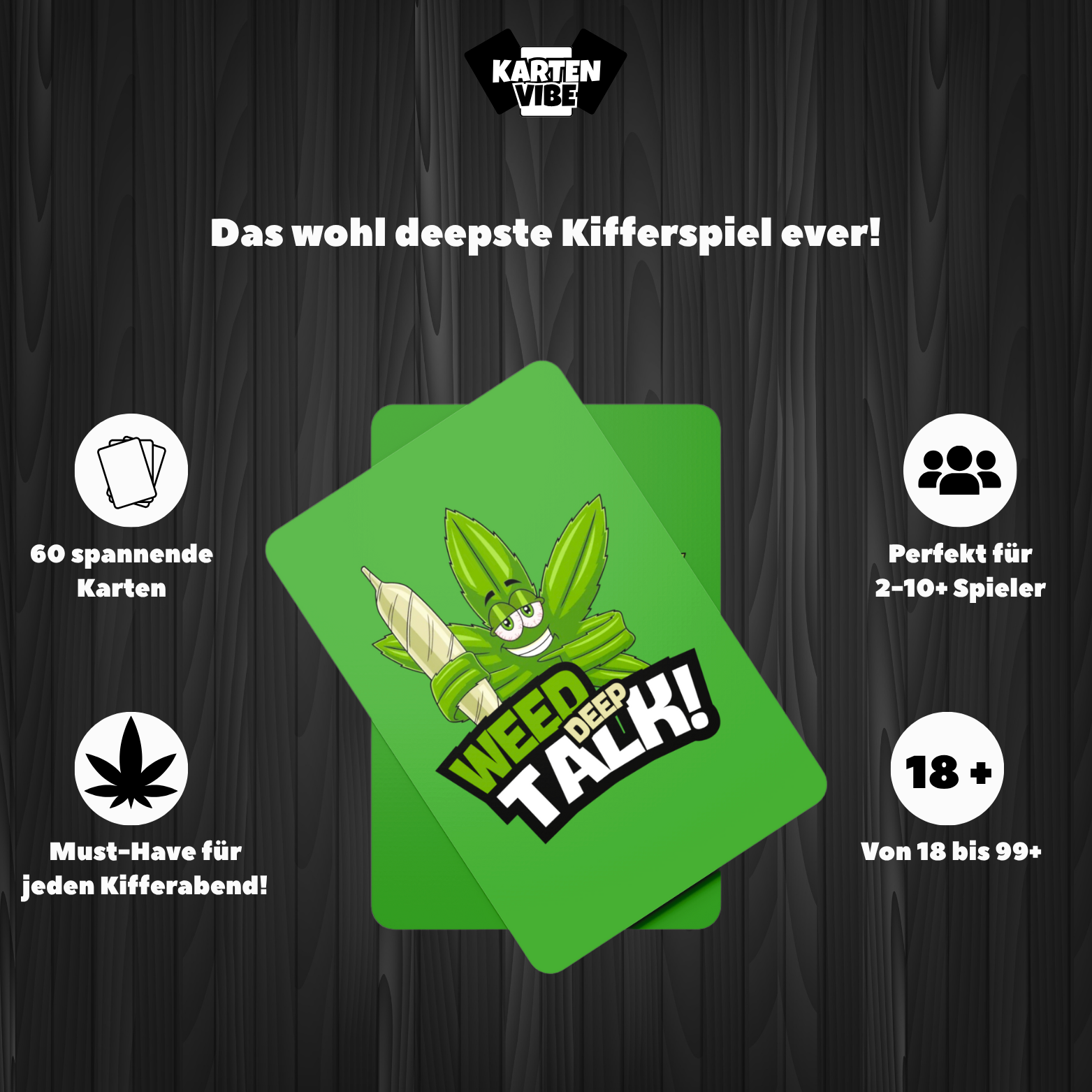 Das wohl tiefgründigste Kiffer-Spiel: 60 Deep Talk Karten für 2–10 Spieler – perfekt für jeden Grasabend