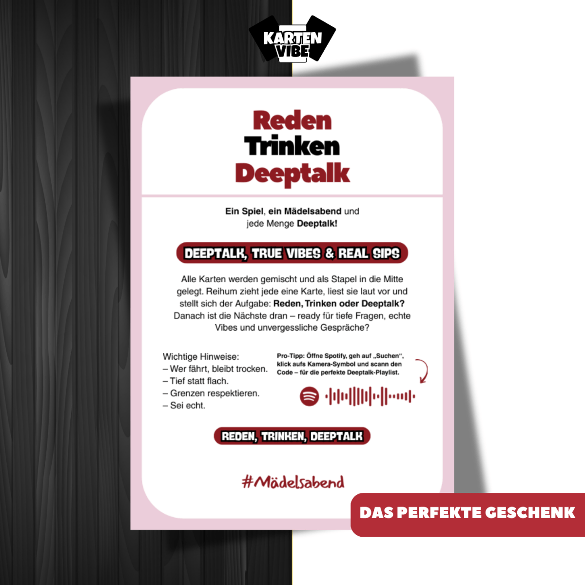Reden, Trinken, Deeptalk - Kartenvibe