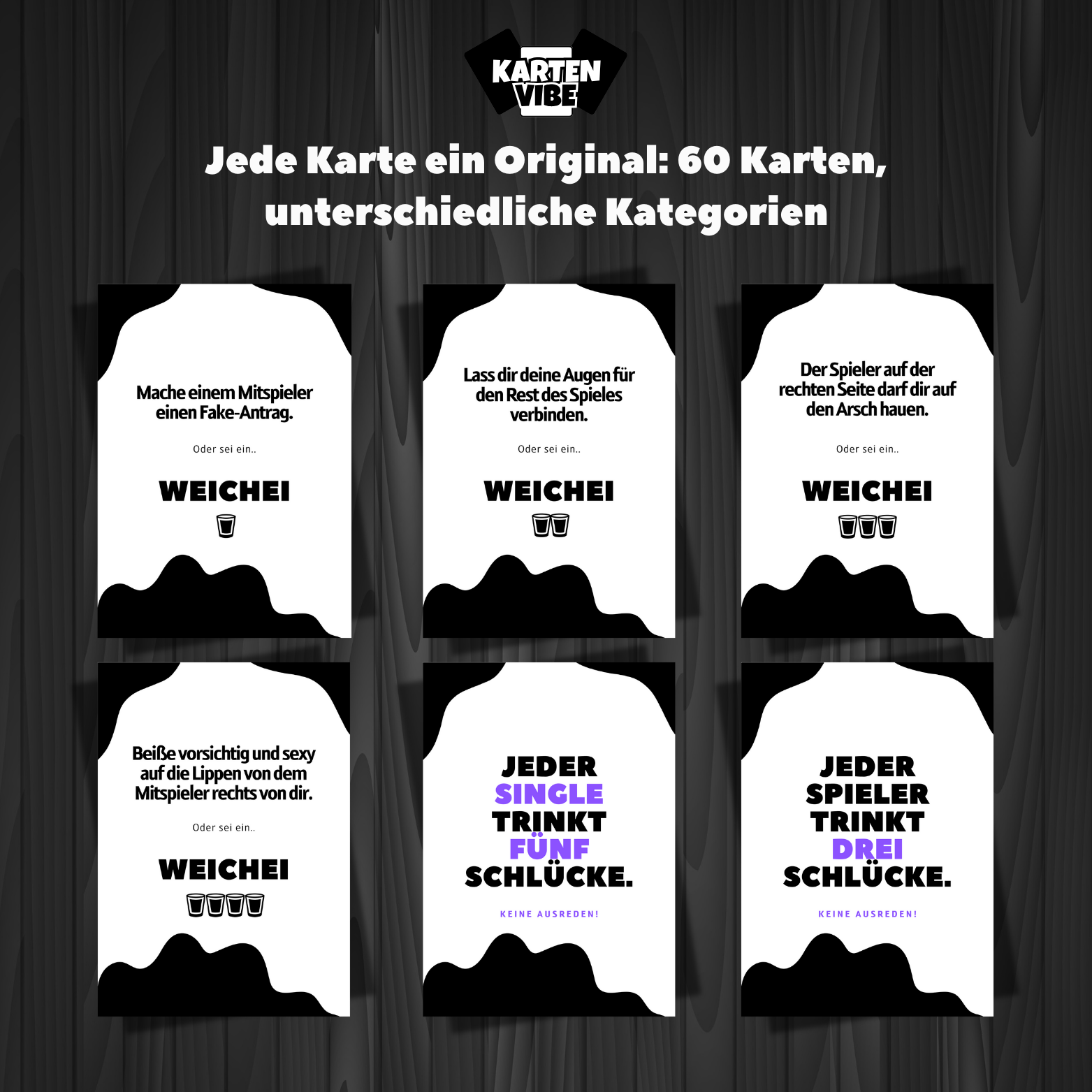 60 provokante Karten mit Mutproben – für alle, denen „Sei kein Angsthase“ zu soft ist. Hier zählt Eier zeigen!