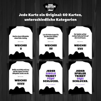 60 provokante Karten mit Mutproben – für alle, denen „Sei kein Angsthase“ zu soft ist. Hier zählt Eier zeigen!